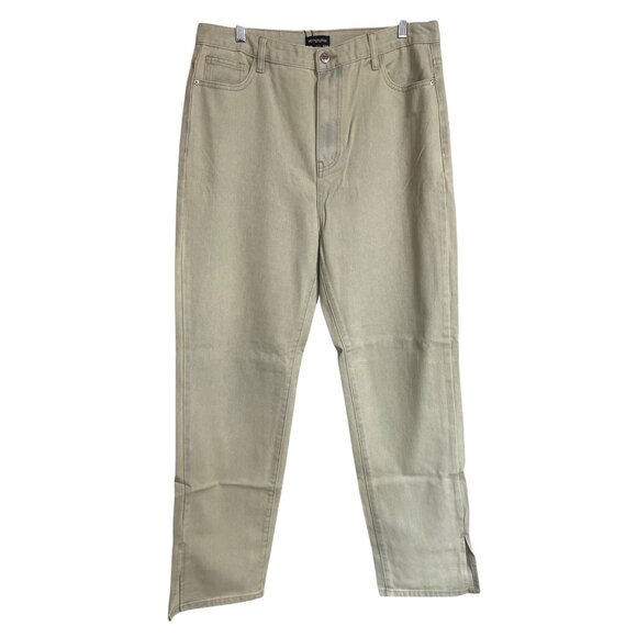 PrettyLittleThing Vintage Wash Split Hem Jeans Womens Size US 10 Green Tint - Picture 1 of 8